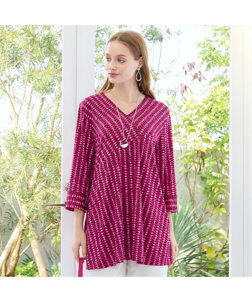 Liliane Burty（Lサイズ） / リリアンビューティ カットソー | 【M～4L】ストライププリントTシャツ | 詳細11