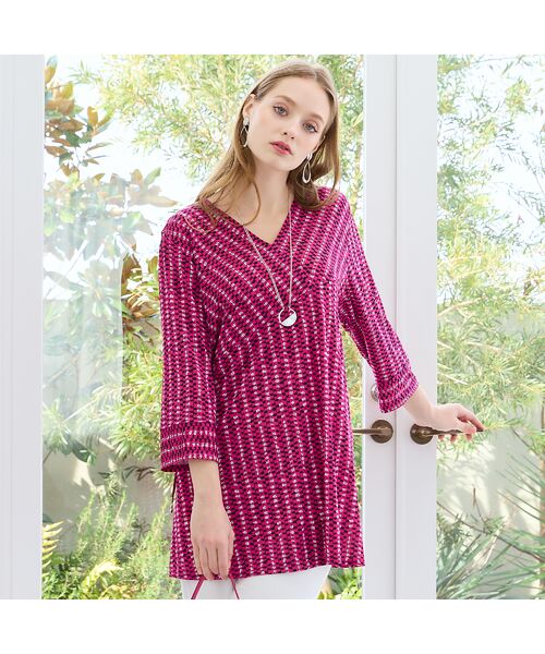 Liliane Burty（Lサイズ） / リリアンビューティ カットソー | 【M～4L】ストライププリントTシャツ | 詳細12