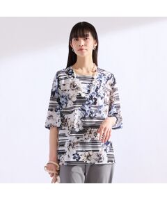 Liliane Burty（Lサイズ） / リリアンビューティ カットソー | 【M～4L】フラワーボーダーTシャツ