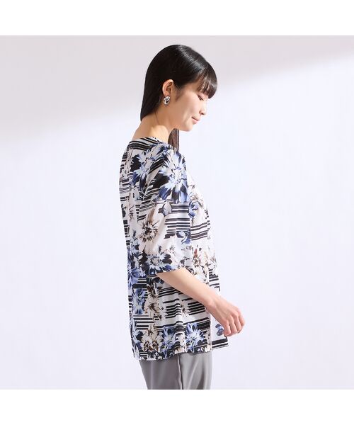 Liliane Burty(Lサイズ) / リリアンビューティ カットソー | 【M~4L】フラワーボーダーTシャツ | 詳細2