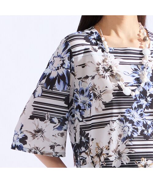 Liliane Burty(Lサイズ) / リリアンビューティ カットソー | 【M~4L】フラワーボーダーTシャツ | 詳細5