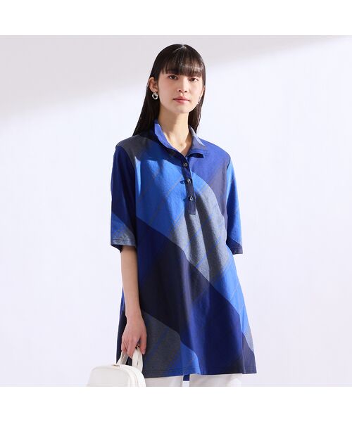 Liliane Burty(Lサイズ) / リリアンビューティ カットソー | 【M~4L】尾州織クロスチェックチュニック | 詳細2