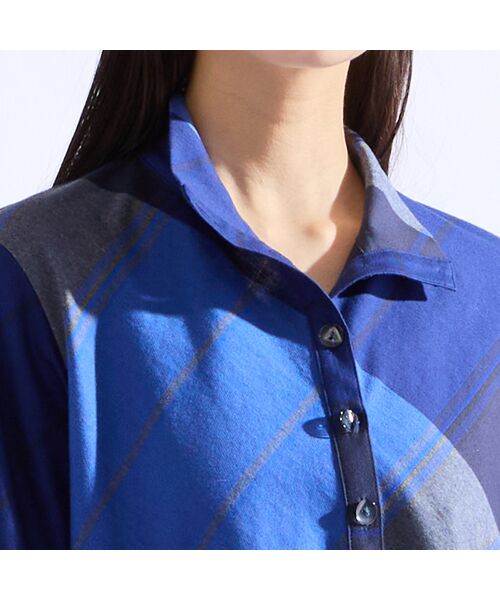 Liliane Burty(Lサイズ) / リリアンビューティ カットソー | 【M~4L】尾州織クロスチェックチュニック | 詳細6