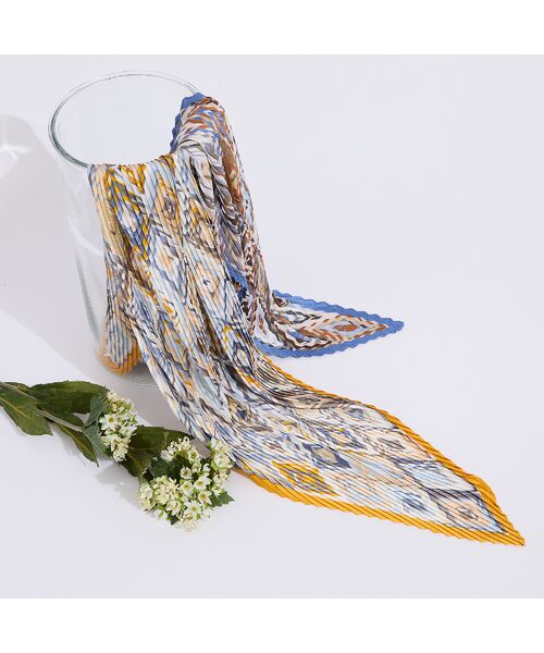 Liliane Burty（Lサイズ） / リリアンビューティ バンダナ・スカーフ | ウォッシャブル幾何柄プリーツスカーフ | 詳細4