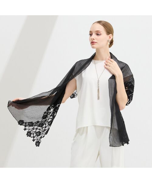 Liliane Burty（Lサイズ） / リリアンビューティ マフラー・ショール・スヌード・ストール | シアーレースストール | 詳細5