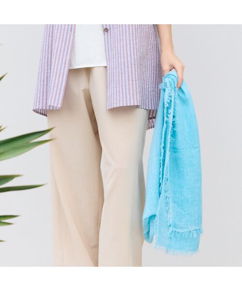 Liliane Burty（Lサイズ） / リリアンビューティ マフラー・ショール・スヌード・ストール | イタリア製　大判無地ストール（ブルー）