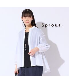 Liliane Burty（Lサイズ） / リリアンビューティ シャツ・ブラウス | 【Sprout./L～4L対応】麻混バンドカラーブラウス