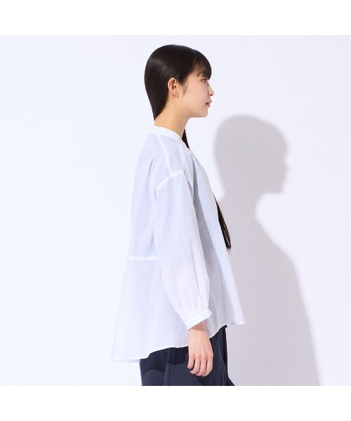 Liliane Burty（Lサイズ） / リリアンビューティ シャツ・ブラウス | 【Sprout./L～4L対応】麻混バンドカラーブラウス | 詳細3