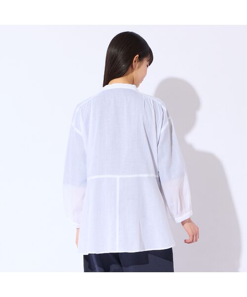 Liliane Burty（Lサイズ） / リリアンビューティ シャツ・ブラウス | 【Sprout./L～4L対応】麻混バンドカラーブラウス | 詳細4