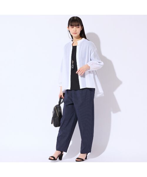 Liliane Burty（Lサイズ） / リリアンビューティ シャツ・ブラウス | 【Sprout./L～4L対応】麻混バンドカラーブラウス | 詳細5