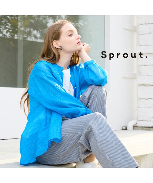 Liliane Burty（Lサイズ） / リリアンビューティ シャツ・ブラウス | 【Sprout./L～4L対応】麻混バンドカラーブラウス | 詳細7