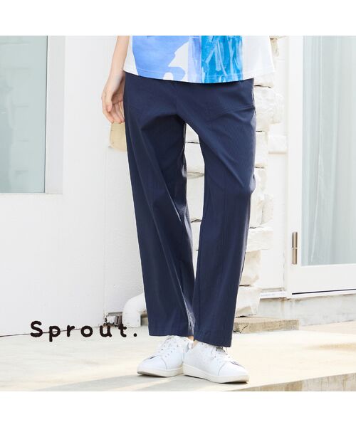 Liliane Burty（Lサイズ） / リリアンビューティ その他パンツ | 【Sprout./L～4L】オールゴムドビーストライプパンツ（ダークブルー）