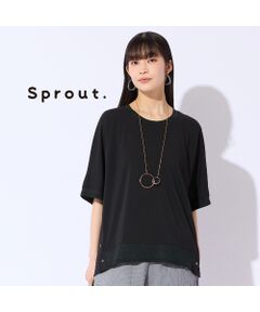 Liliane Burty（Lサイズ） / リリアンビューティ カットソー | 【Sprout./L～4L対応】ドルマンスリーブラメ配色Tシャツ