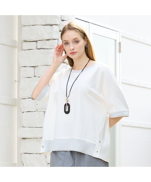 Liliane Burty（Lサイズ） / リリアンビューティ カットソー | 【Sprout./L～4L対応】ドルマンスリーブラメ配色Tシャツ | 詳細1