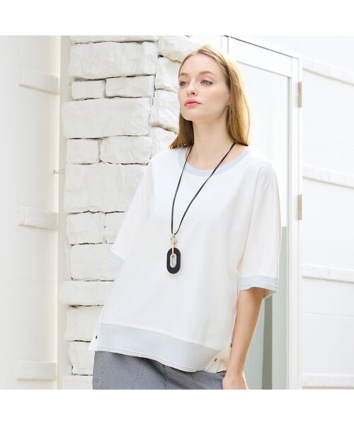 Liliane Burty（Lサイズ） / リリアンビューティ カットソー | 【Sprout./L～4L対応】ドルマンスリーブラメ配色Tシャツ | 詳細3