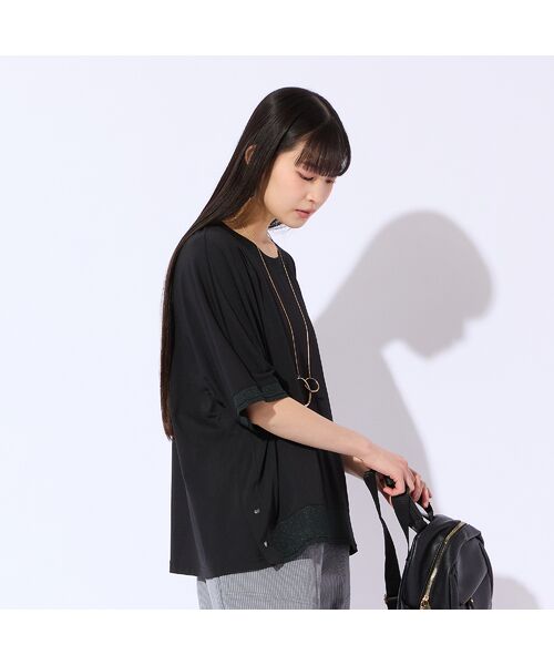 Liliane Burty（Lサイズ） / リリアンビューティ カットソー | 【Sprout./L～4L対応】ドルマンスリーブラメ配色Tシャツ | 詳細9