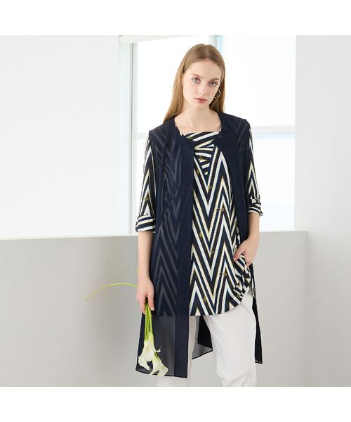 Liliane Burty（Lサイズ） / リリアンビューティ ベスト | 【M～4L】梨地ジョーゼットベスト（ダークブルー）