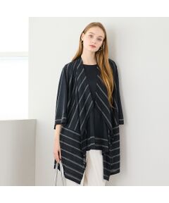 Liliane Burty（Lサイズ） / リリアンビューティ ベスト | 【M～4L・アンサンブル対応】ラメ混ボーダー着流しベスト