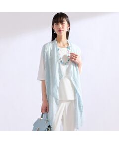 Liliane Burty（Lサイズ） / リリアンビューティ ベスト | 【M～4L・アンサンブル対応】ラメ混ボーダー着流しベスト