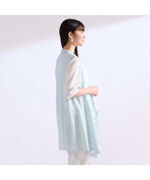 Liliane Burty（Lサイズ） / リリアンビューティ ベスト | 【M～4L・アンサンブル対応】ラメ混ボーダー着流しベスト | 詳細7