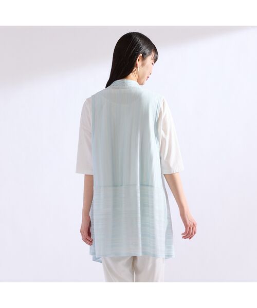 Liliane Burty（Lサイズ） / リリアンビューティ ベスト | 【M～4L・アンサンブル対応】ラメ混ボーダー着流しベスト | 詳細8