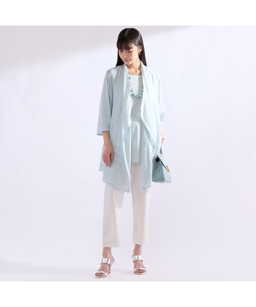 Liliane Burty（Lサイズ） / リリアンビューティ ベスト | 【M～4L・アンサンブル対応】ラメ混ボーダー着流しベスト | 詳細11