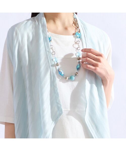 Liliane Burty（Lサイズ） / リリアンビューティ ベスト | 【M～4L・アンサンブル対応】ラメ混ボーダー着流しベスト | 詳細12