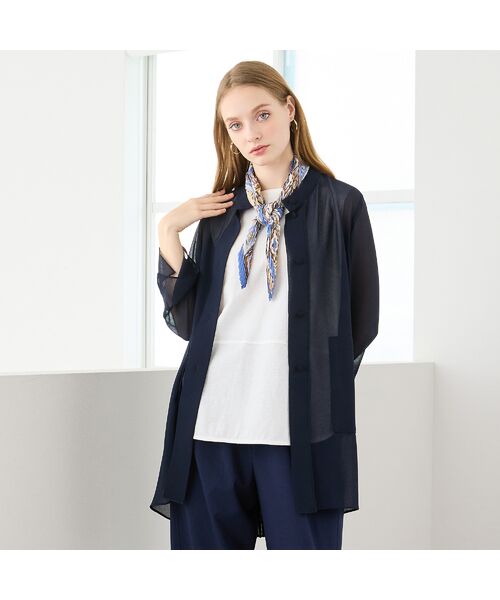 Liliane Burty（Lサイズ） / リリアンビューティ シャツ・ブラウス | 【M～4L】梨地ジョーゼットバックプリーツブラウス | 詳細5