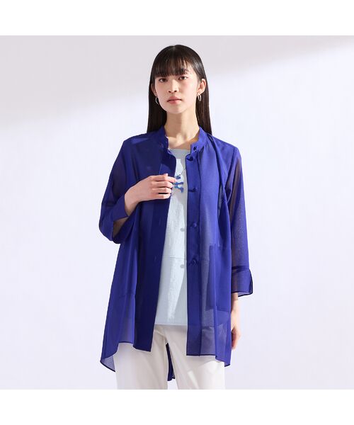 Liliane Burty（Lサイズ） / リリアンビューティ シャツ・ブラウス | 【M～4L】梨地ジョーゼットバックプリーツブラウス | 詳細8