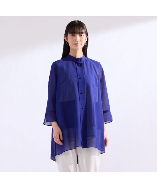 Liliane Burty（Lサイズ） / リリアンビューティ シャツ・ブラウス | 【M～4L】梨地ジョーゼットバックプリーツブラウス | 詳細9