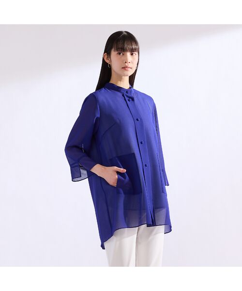 Liliane Burty（Lサイズ） / リリアンビューティ シャツ・ブラウス | 【M～4L】梨地ジョーゼットバックプリーツブラウス | 詳細10