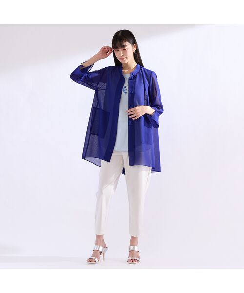 Liliane Burty（Lサイズ） / リリアンビューティ シャツ・ブラウス | 【M～4L】梨地ジョーゼットバックプリーツブラウス | 詳細12