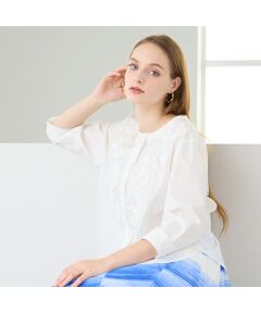 Liliane Burty（Lサイズ） / リリアンビューティ シャツ・ブラウス | 【M～4L】ブロード花モチーフブラウス