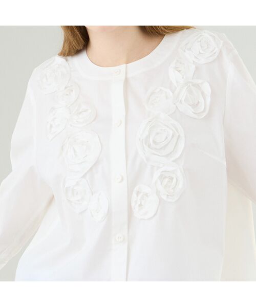 Liliane Burty（Lサイズ） / リリアンビューティ シャツ・ブラウス | 【M～4L】ブロード花モチーフブラウス | 詳細5