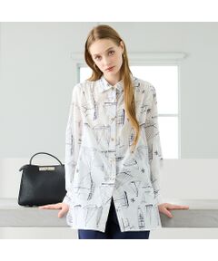 Liliane Burty（Lサイズ） / リリアンビューティ シャツ・ブラウス | 【M～4L】マリンプリントブラウス