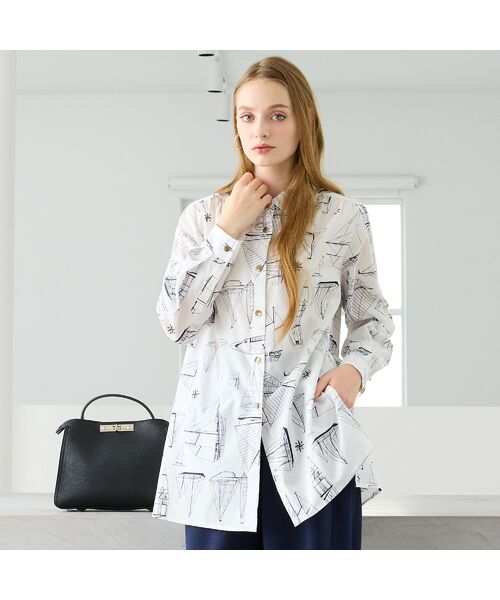 Liliane Burty（Lサイズ） / リリアンビューティ シャツ・ブラウス | 【M～4L】マリンプリントブラウス | 詳細1