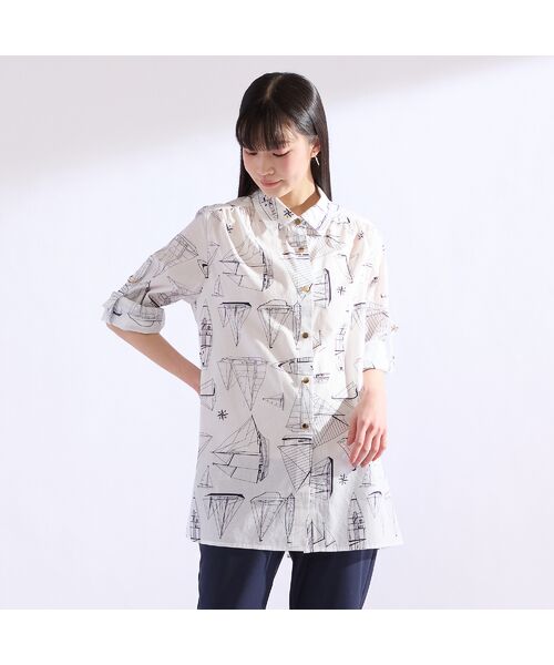 Liliane Burty（Lサイズ） / リリアンビューティ シャツ・ブラウス | 【M～4L】マリンプリントブラウス | 詳細7