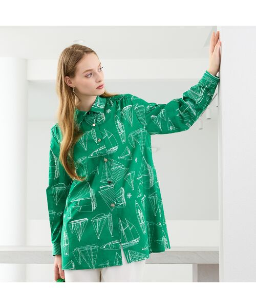 Liliane Burty（Lサイズ） / リリアンビューティ シャツ・ブラウス | 【M～4L】マリンプリントブラウス | 詳細13