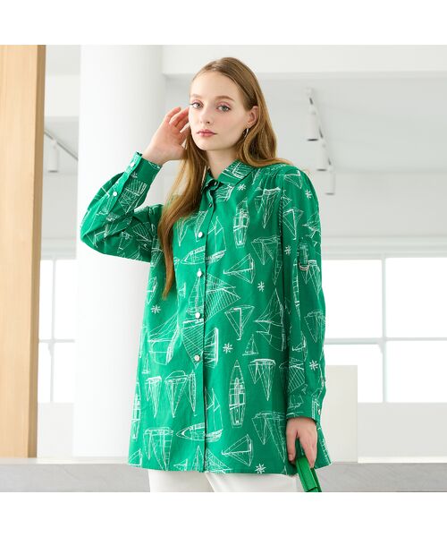 Liliane Burty（Lサイズ） / リリアンビューティ シャツ・ブラウス | 【M～4L】マリンプリントブラウス | 詳細16