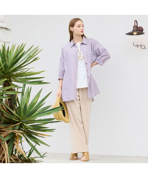 Liliane Burty（Lサイズ） / リリアンビューティ シャツ・ブラウス | 【L～4L対応】サッカーストライプブラウス | 詳細4