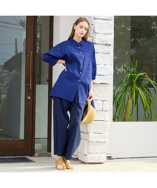 Liliane Burty（Lサイズ） / リリアンビューティ シャツ・ブラウス | 【L～4L対応】サッカーストライプブラウス | 詳細10