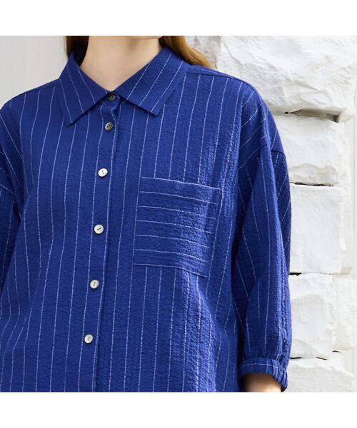 Liliane Burty（Lサイズ） / リリアンビューティ シャツ・ブラウス | 【L～4L対応】サッカーストライプブラウス | 詳細12