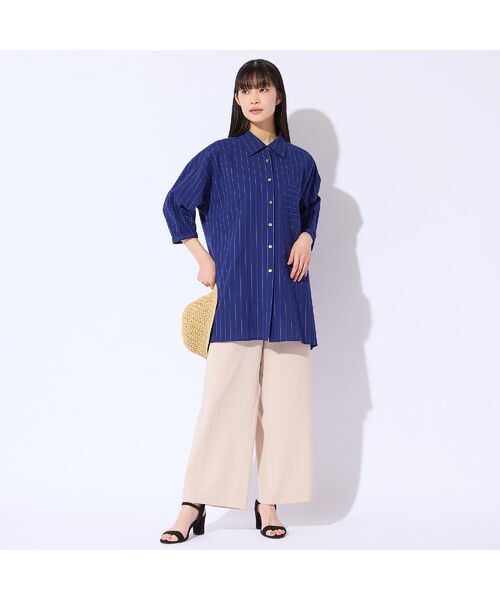 Liliane Burty（Lサイズ） / リリアンビューティ シャツ・ブラウス | 【L～4L対応】サッカーストライプブラウス | 詳細16