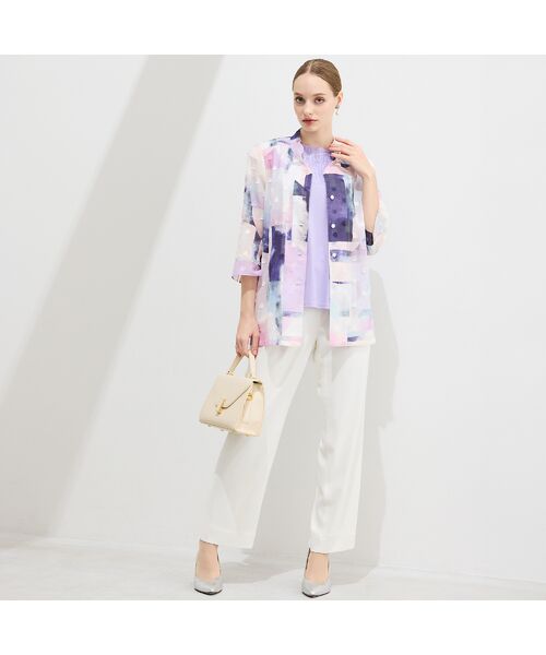 Liliane Burty（Lサイズ） / リリアンビューティ シャツ・ブラウス | 【11～17号】海島綿カットジャカードプリントブラウス | 詳細3