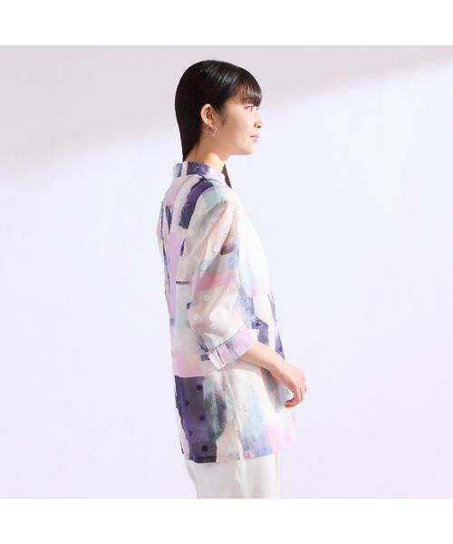 Liliane Burty（Lサイズ） / リリアンビューティ シャツ・ブラウス | 【11～17号】海島綿カットジャカードプリントブラウス | 詳細6