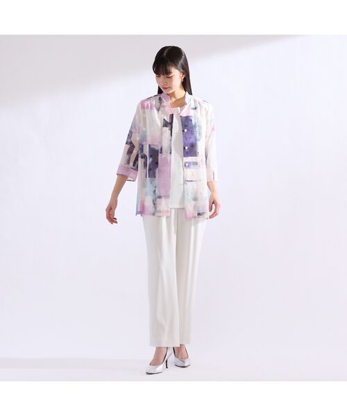 Liliane Burty（Lサイズ） / リリアンビューティ シャツ・ブラウス | 【11～17号】海島綿カットジャカードプリントブラウス | 詳細9