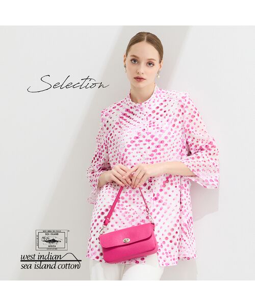 Liliane Burty（Lサイズ） / リリアンビューティ シャツ・ブラウス | 【11～17号】海島綿カットジャカードブラウス（ピンク）