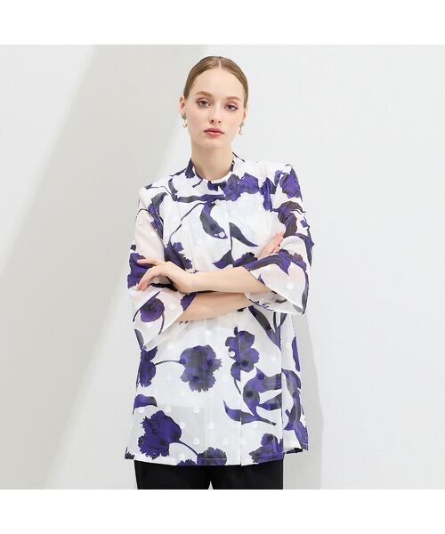 Liliane Burty（Lサイズ） / リリアンビューティ シャツ・ブラウス | 【11～17号】海島綿カットジャカードブラウス | 詳細10