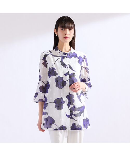 Liliane Burty（Lサイズ） / リリアンビューティ シャツ・ブラウス | 【11～17号】海島綿カットジャカードブラウス | 詳細13