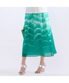 Liliane Burty（Lサイズ） / リリアンビューティ ミニ・ひざ丈スカート | 【L～4L】ウェーブプリントウォッシャブルスカート